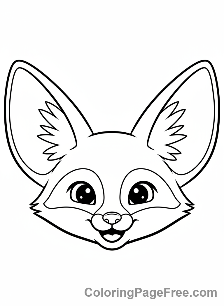 Desert coloring page - Fennec fox smiling