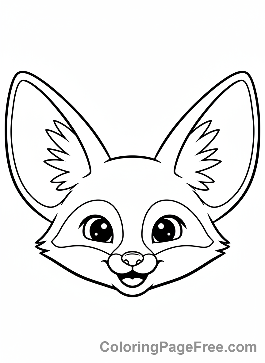 Desert coloring page - Fennec fox smiling