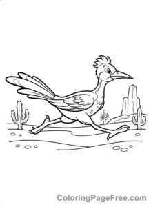 Desert coloring page - Roadrunner running fast
