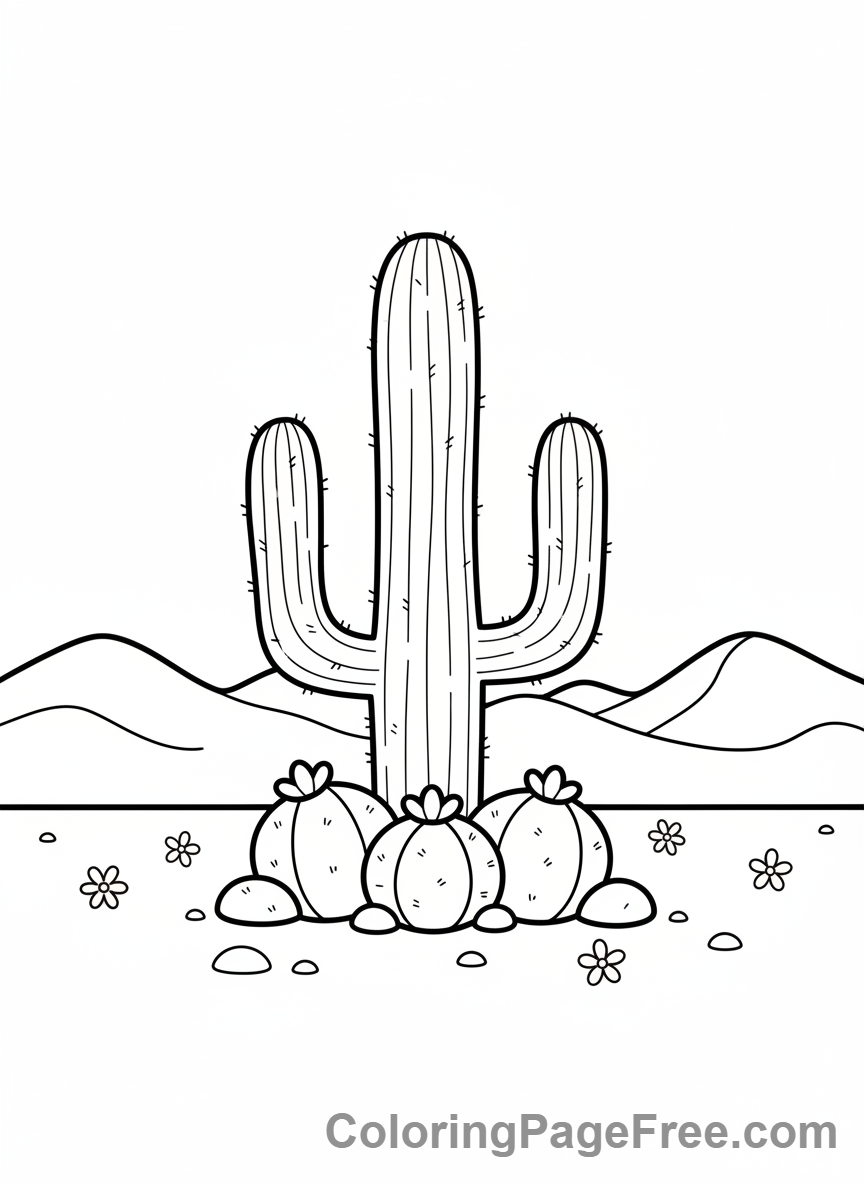 Desert coloring page - Saguaro cactus desert