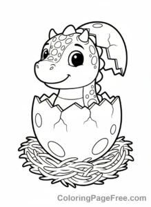 Dinosaur coloring page - Dino egg hatching