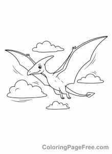 Dinosaur coloring page - Pterodactyl flying high
