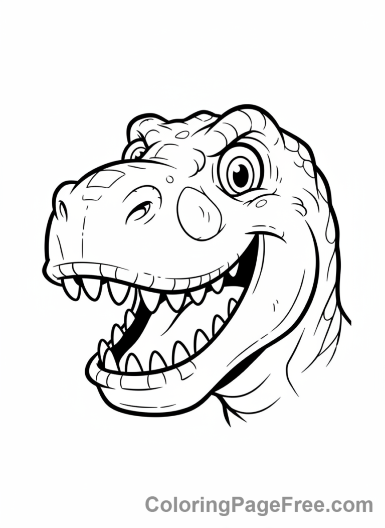 Dinosaur coloring page - T-Rex roaring face