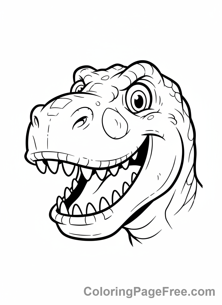 Dinosaur coloring page - T-Rex roaring face