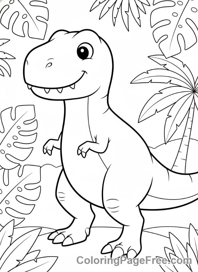 Dinosaur coloring page - T-Rex standing tall