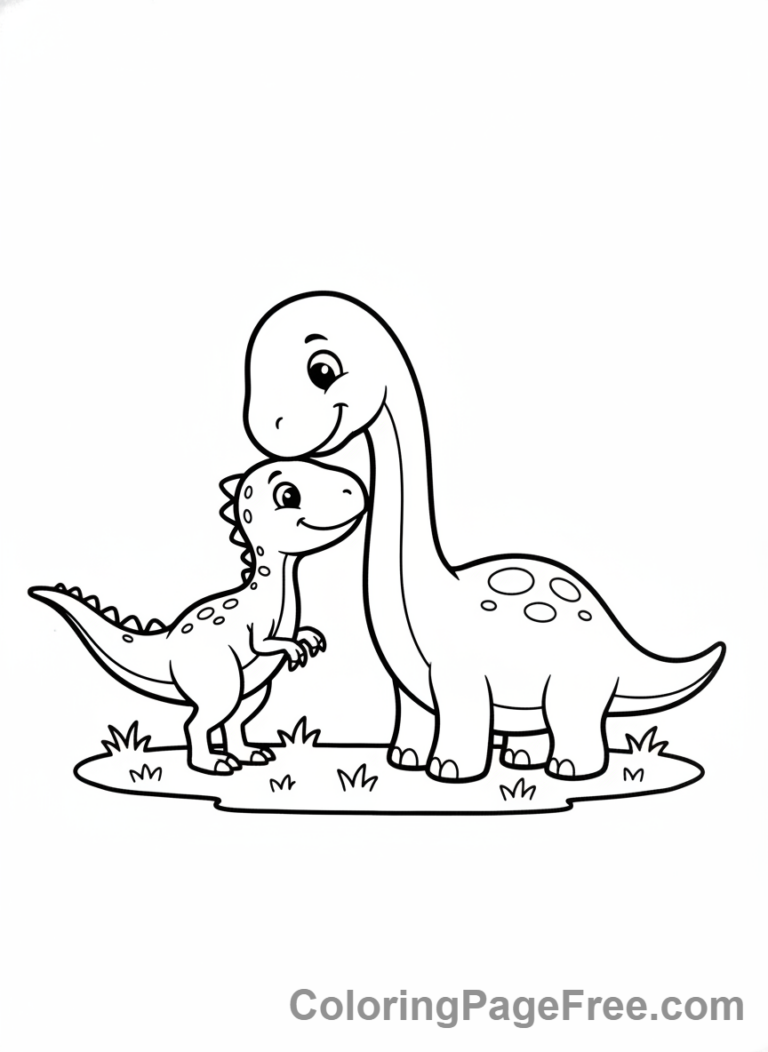 Dinosaur coloring page - Two Dinos playing