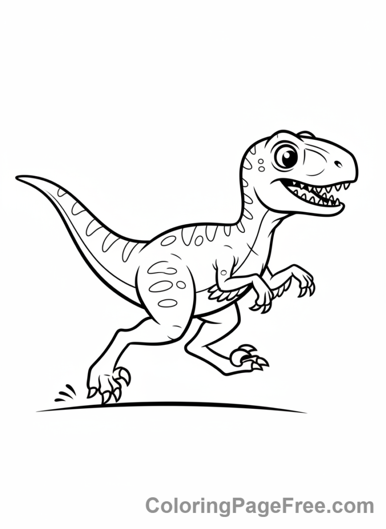 Dinosaur coloring page - Velociraptor running action