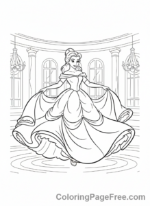 Disney coloring page - Belle dancing ballroom
