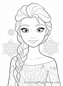Disney coloring page - Elsa smiling close-up