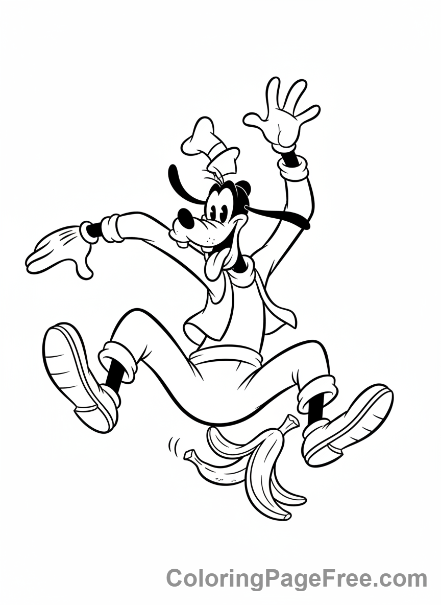 Disney coloring page - Goofy clumsy falling