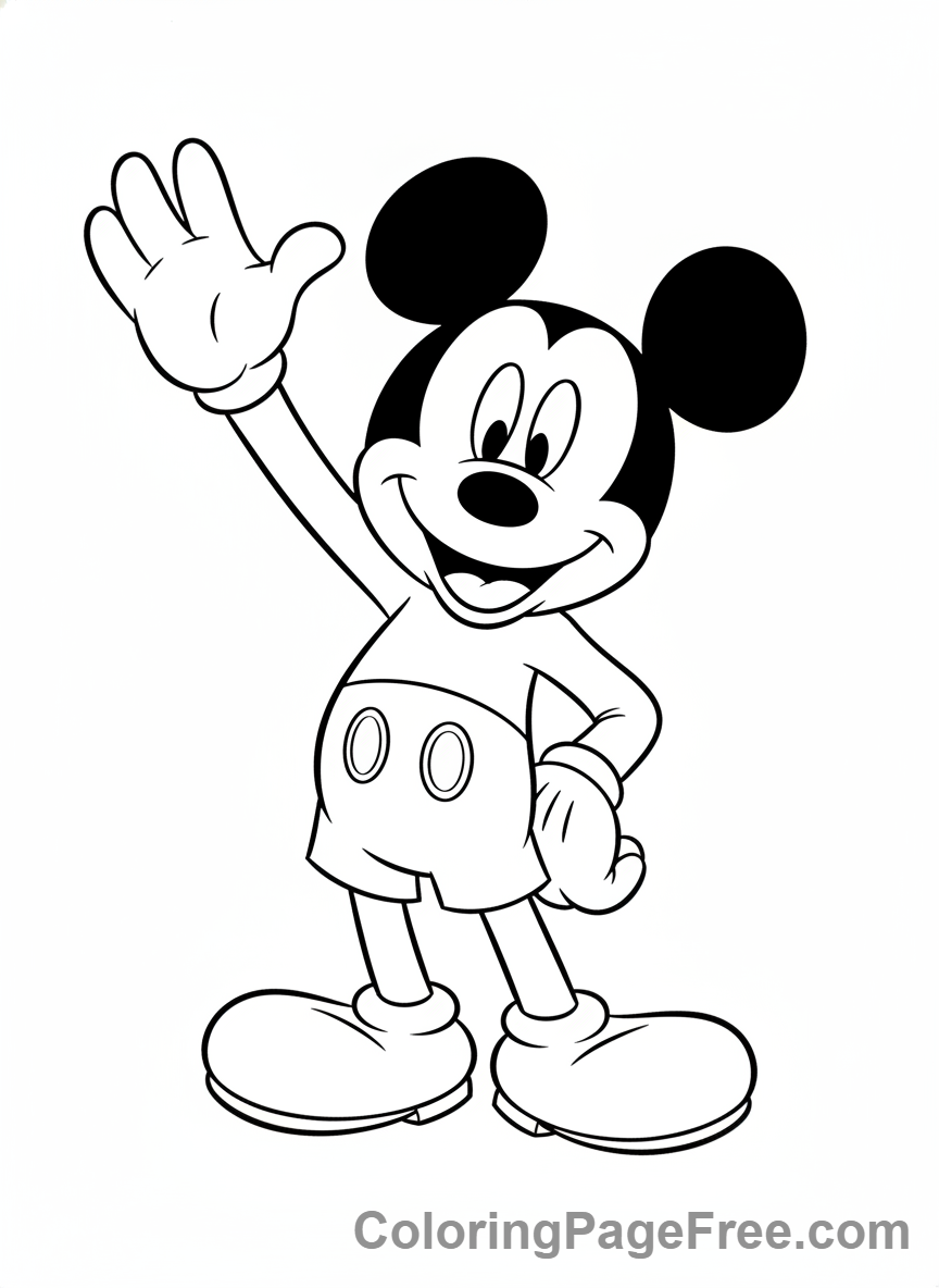 Disney coloring page - Mickey happy standing