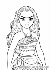 Disney coloring page - Moana determined close-up