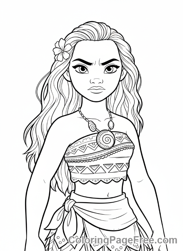 Disney coloring page - Moana determined close-up