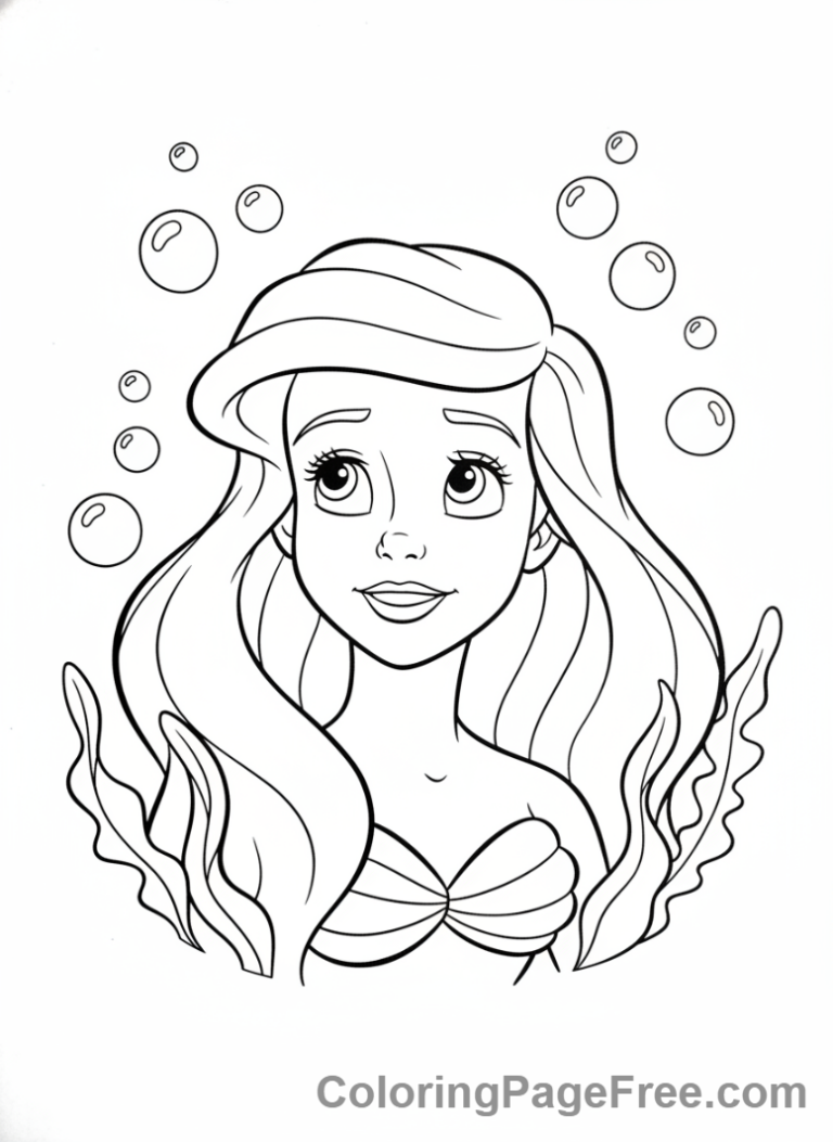 Disney Princesses coloring page - Ariel underwater dreaming