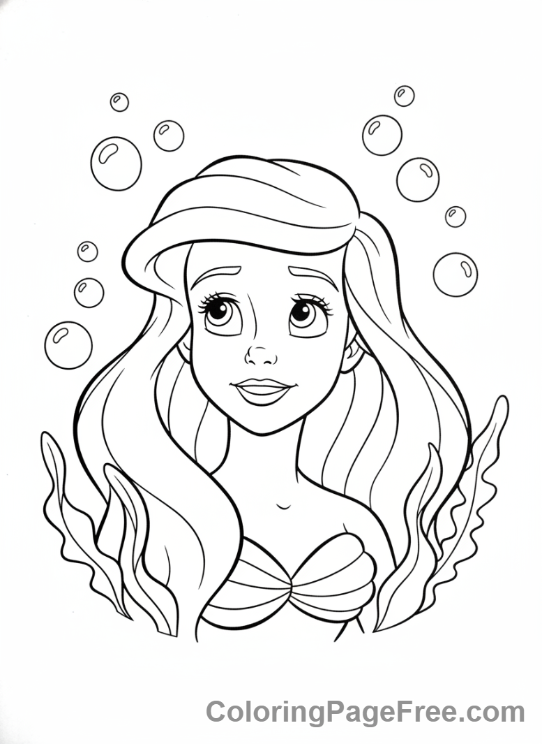 Disney Princesses coloring page - Ariel underwater dreaming