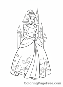 Disney Princesses coloring page - Cinderella full gown