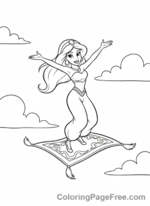 Disney Princesses coloring page - Jasmine flying carpet