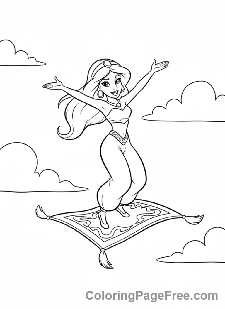 Disney Princesses coloring page - Jasmine flying carpet