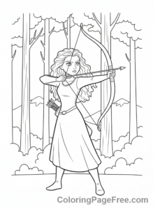 Disney Princesses coloring page - Merida archer pose
