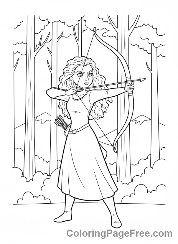 Disney Princesses coloring page - Merida archer pose