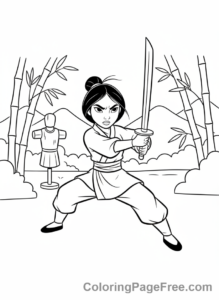 Disney Princesses coloring page - Mulan warrior training