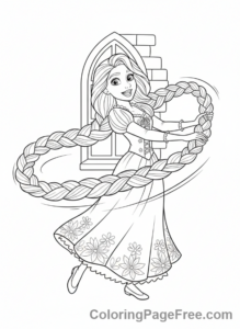 Disney Princesses coloring page - Rapunzel long hair
