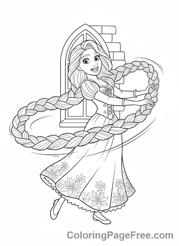 Disney Princesses coloring page - Rapunzel long hair