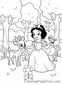 Disney Princesses coloring page - Snow White forest friends