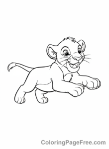 Disney coloring page - Young Simba playing