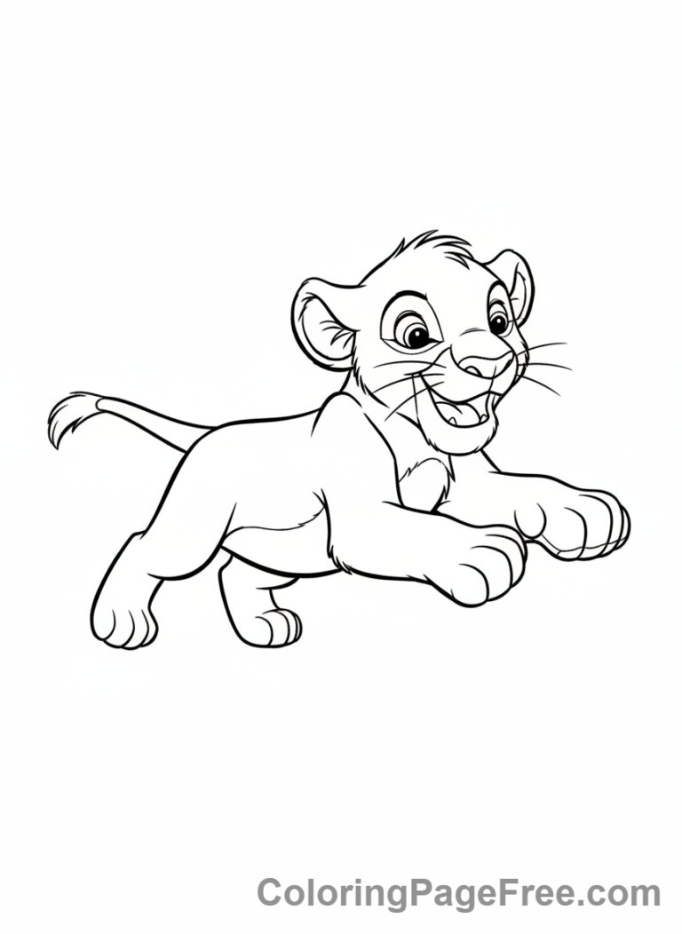 Disney coloring page - Young Simba playing