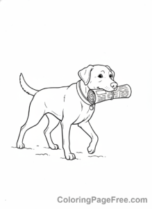 Dog coloring page - Dog fetching newspaper