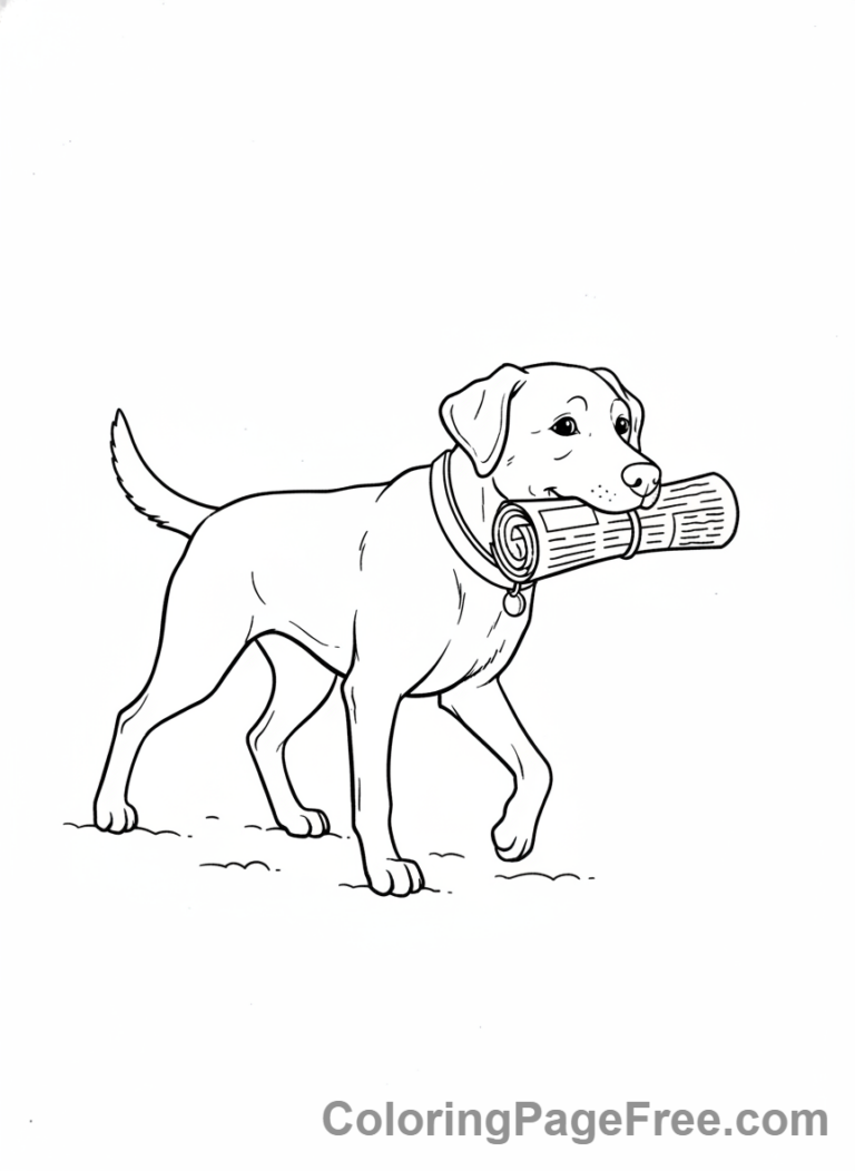 Dog coloring page - Dog fetching newspaper