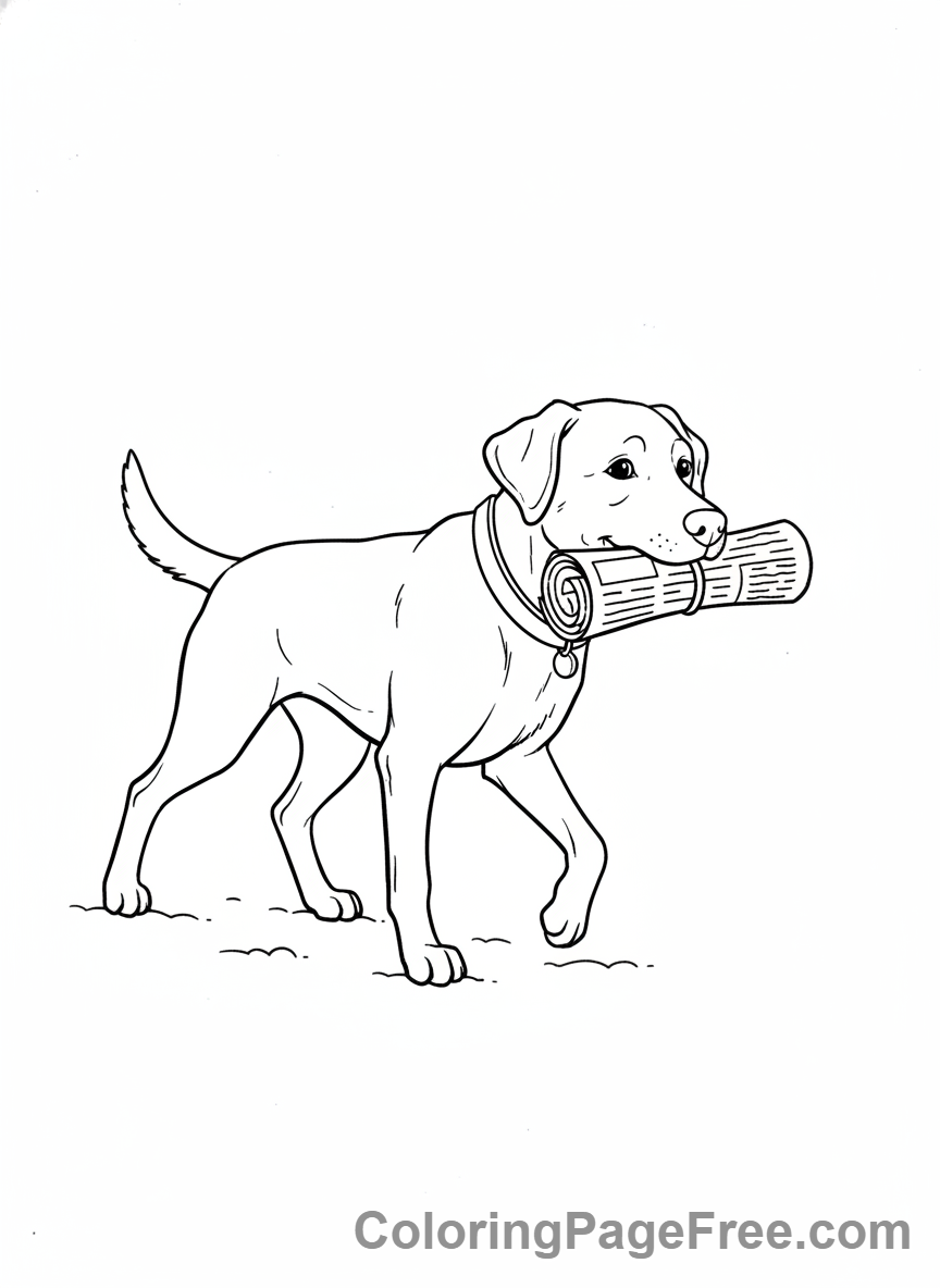Dog coloring page - Dog fetching newspaper