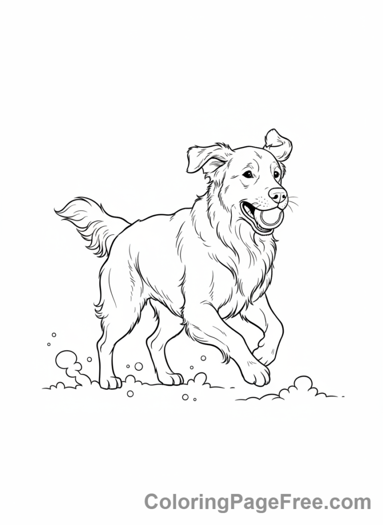 Dog coloring page - Dog running ball