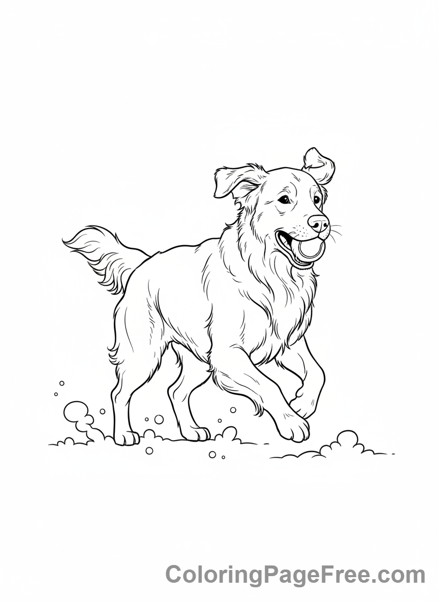 Dog coloring page - Dog running ball