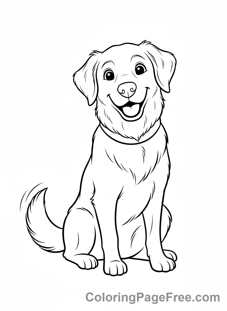 Dog coloring page - Dog sitting politely