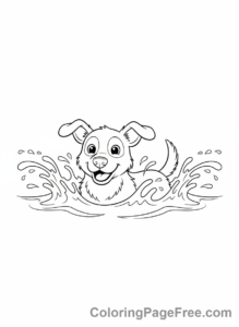 Dog coloring page - Dog swimming water