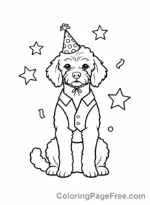 Dog coloring page - Dog wearing hat