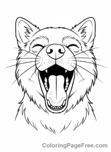 Dog coloring page - Dog yawning close-up
