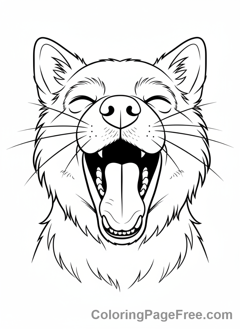 Dog coloring page - Dog yawning close-up