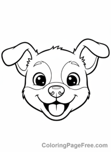 Dog coloring page - Happy puppy face