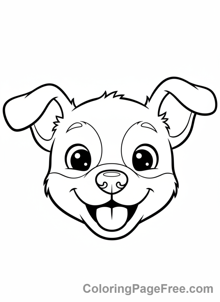 Dog coloring page - Happy puppy face