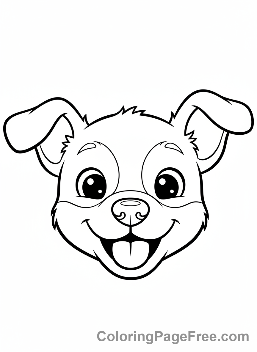 Dog coloring page - Happy puppy face
