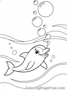 Dolphin coloring page - Dolphin blowing bubbles