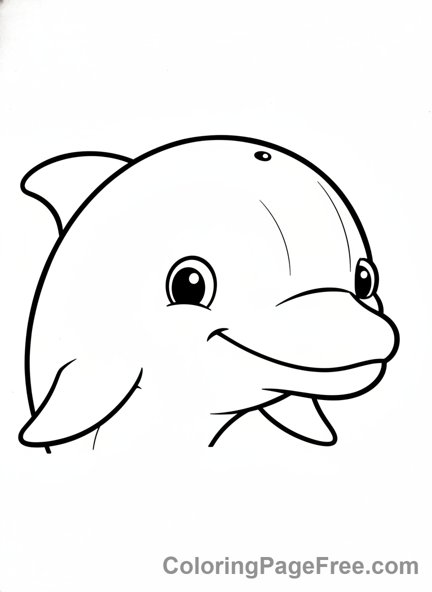 Dolphin coloring page - Dolphin close-up smile