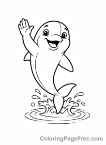 Dolphin coloring page - Dolphin high five