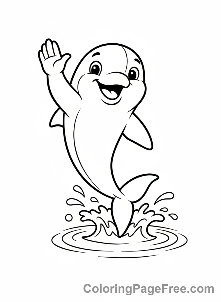Dolphin coloring page - Dolphin high five