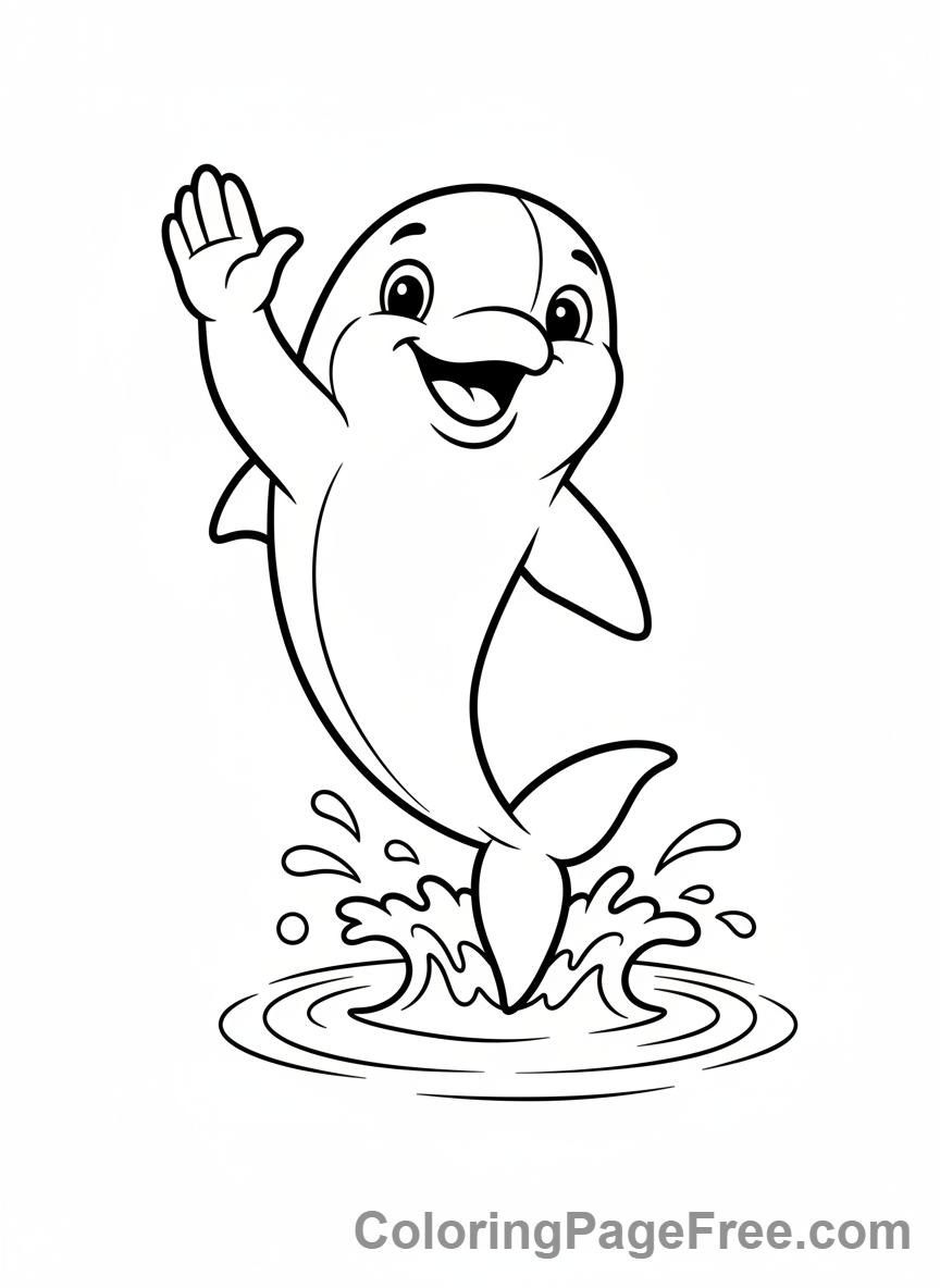 Dolphin coloring page - Dolphin high five