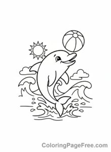 Dolphin coloring page - Dolphin playing ball
