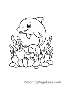 Dolphin coloring page - Dolphin reef explorer